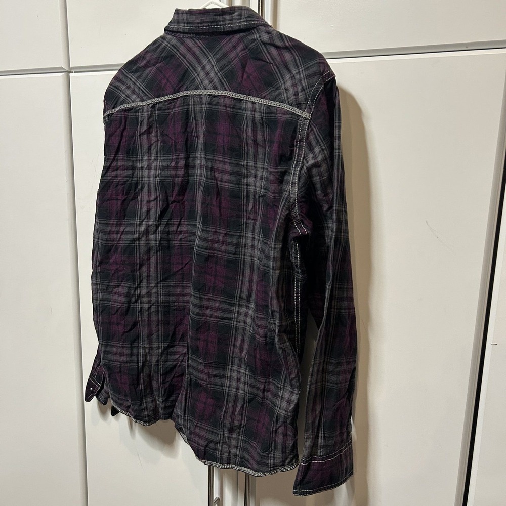 Route 66 Mens Purple Black Plaid Long Sleeve Button Down Shirt Large Western - Picture 11 of 12